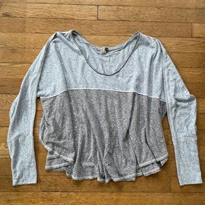 We The Free Over Sized Long Sleeve Shirt Blue Gray Color Block XS